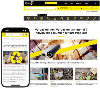 Screenshots des aXpel Shops mit Desktop und Mobile Ansicht