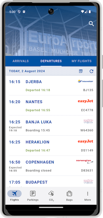 Android EuroAirport App Home Light Mode